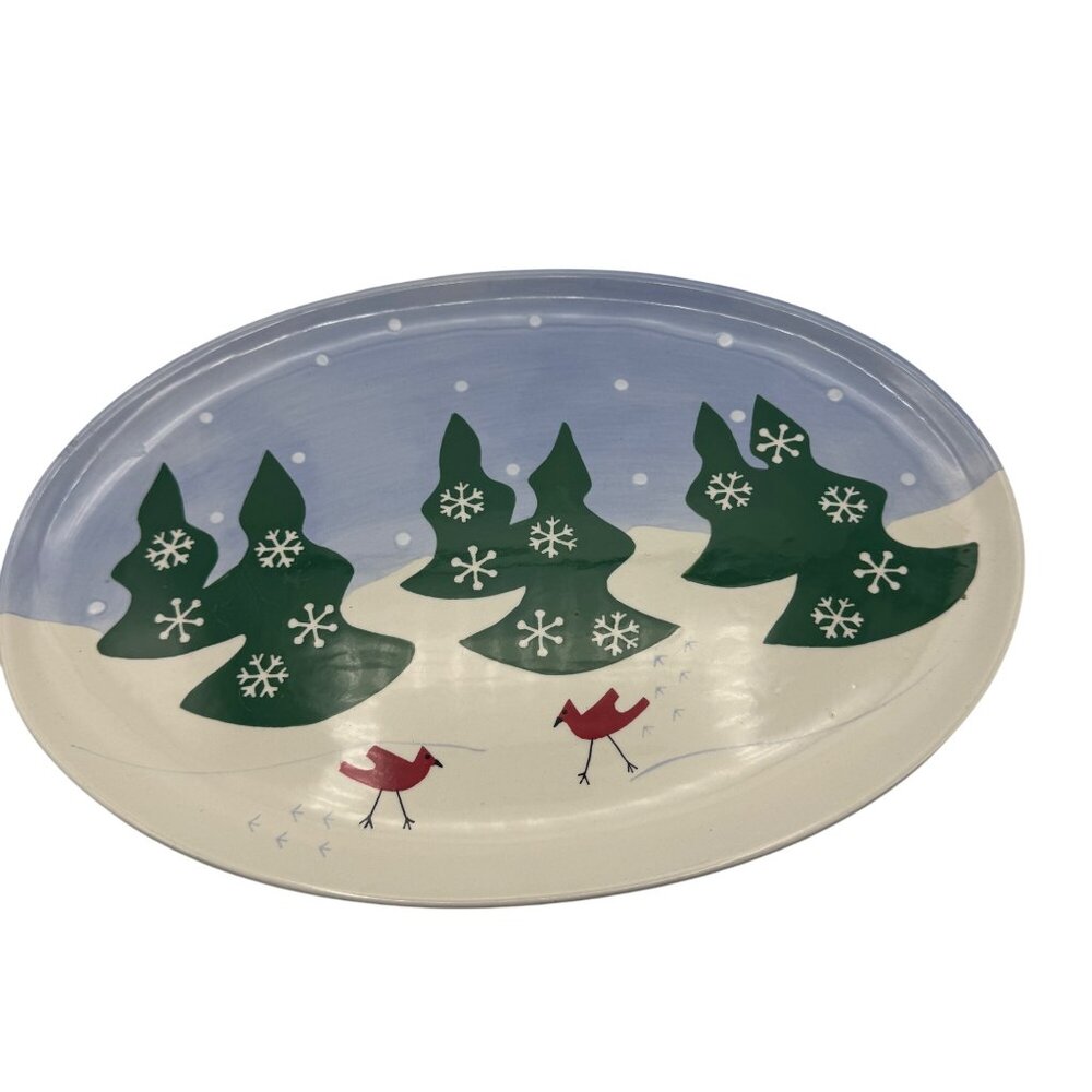 Vintage Princess House Exclusive Oval Winter Scene Plate Platter